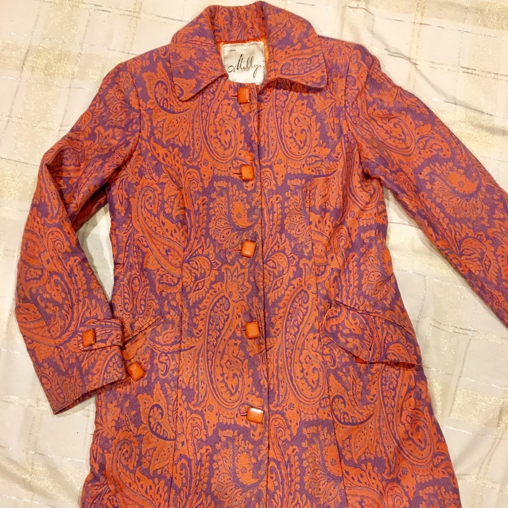 Milly Coral & Purple Paisley Peacoat
